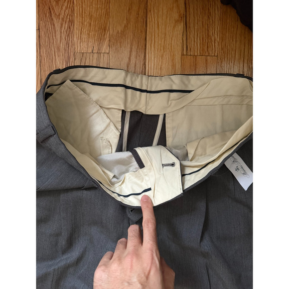 Brooks Brothers Trouser Pant Texture Gray 33x33 100% Wool Pleated Cuffed Vintage - Picture 4 of 5